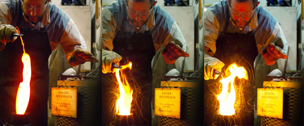 Kevin Harvey quenching my stainless camper blade